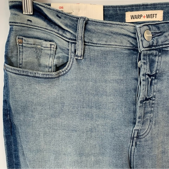 SZ14W WARP + WEFT ICICLE CDG PARIS STRETCH HIGH-RISE STRAIGHT JEAN TUXEDO STRIPE - Picture 3 of 14